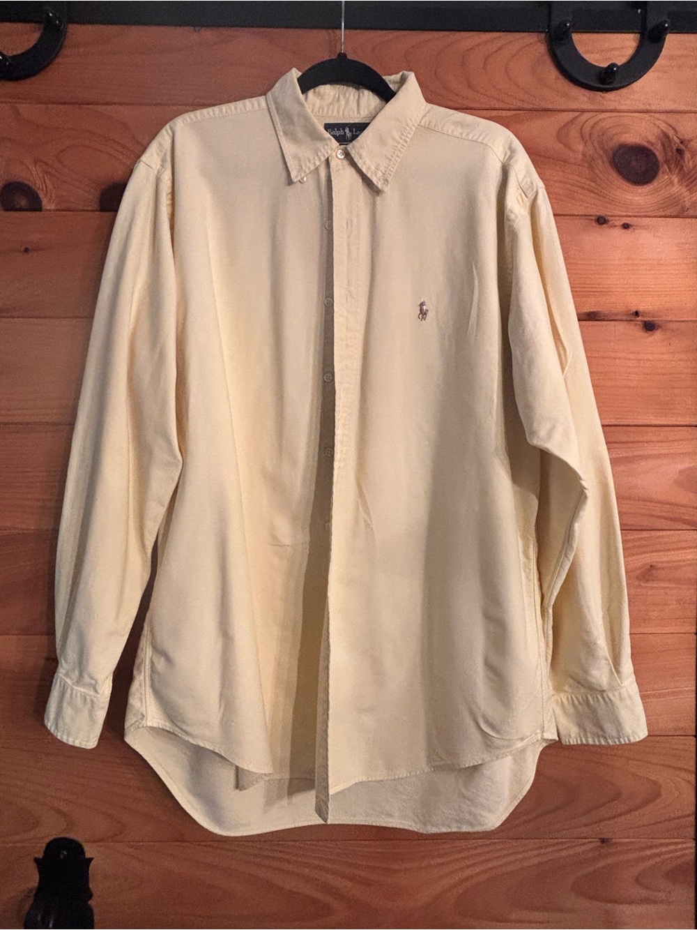 Ralph Lauren Yarmouth Men's Long-Sleeve Button-Down Shirt in Pale Yellow